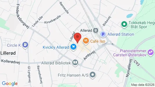 Erhvervslokaler til leje i Allerød - kort over placeringen
