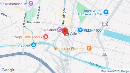 Erhvervslokaler til leje i Vejle Centrum - kort over placeringen