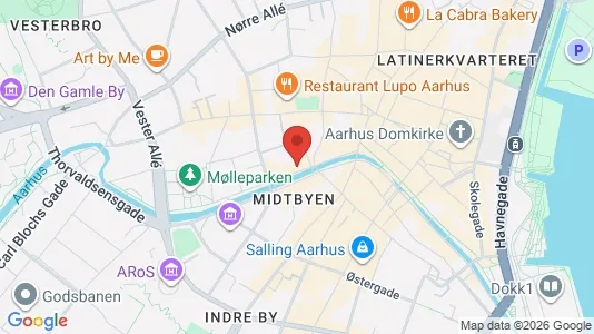 Erhvervslokaler til leje i Århus C - kort over placeringen