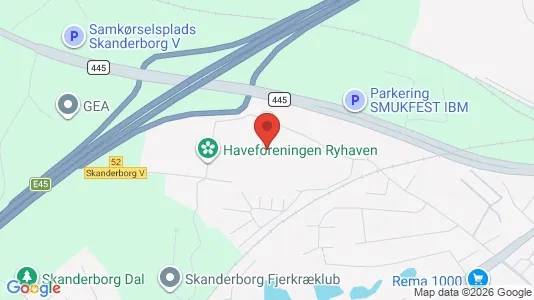 Erhvervslokaler til leje i Skanderborg - kort over placeringen