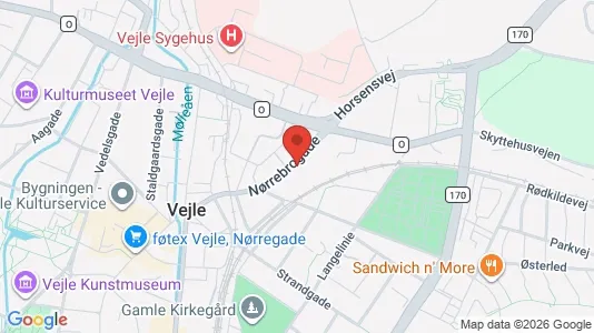 Erhvervslokaler til leje i Vejle Centrum - kort over placeringen