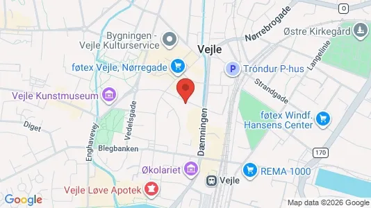 Erhvervslokaler til leje i Vejle Centrum - kort over placeringen