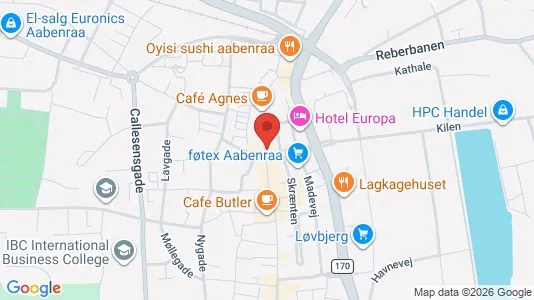 Erhvervslokaler til leje i Aabenraa - kort over placeringen