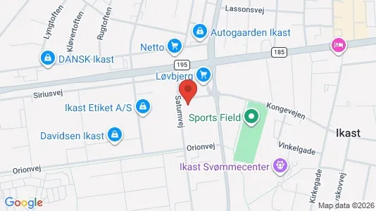 Erhvervslokaler til leje i Ikast - kort over placeringen