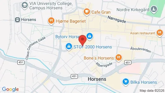 Erhvervslokaler til leje i Horsens - kort over placeringen
