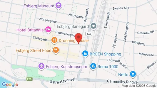 Erhvervslokaler til leje i Esbjerg Centrum - kort over placeringen