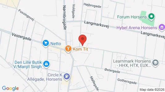 Erhvervslokaler til leje i Horsens - kort over placeringen