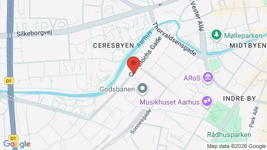 Erhvervslokaler til leje i Århus C - kort over placeringen