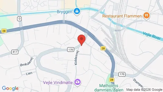 Erhvervslokaler til leje i Vejle Centrum - kort over placeringen