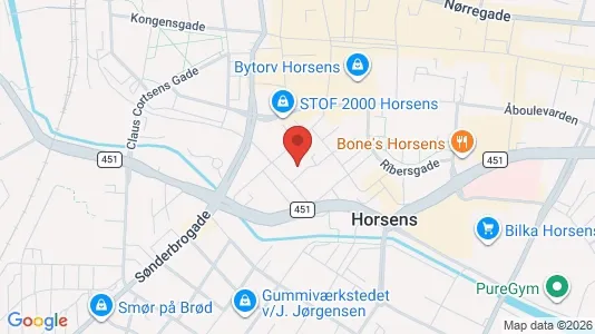 Erhvervslokaler til leje i Horsens - kort over placeringen