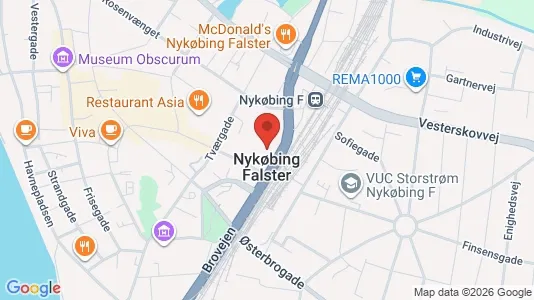 Erhvervslokaler til leje i Nykøbing Falster - kort over placeringen