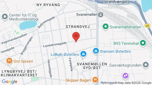 Erhvervslokaler til leje i Østerbro - kort over placeringen