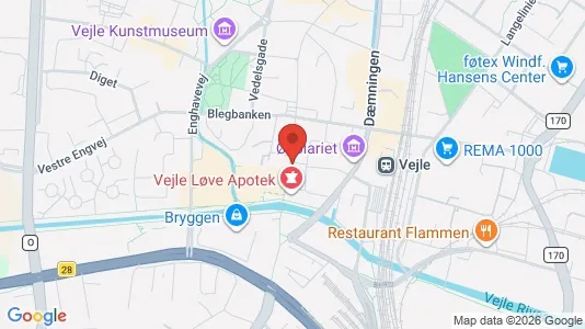Erhvervslokaler til leje i Vejle Centrum - kort over placeringen