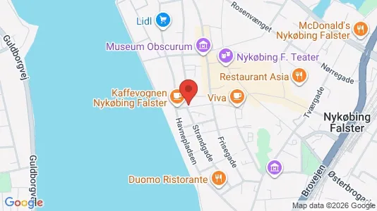 Erhvervslokaler til leje i Nykøbing Falster - kort over placeringen