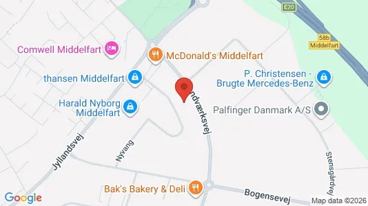 Erhvervslokaler til leje i Middelfart - kort over placeringen
