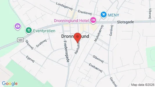Erhvervslokaler til leje i Dronninglund - kort over placeringen