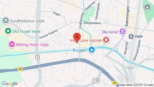 Erhvervslokaler til leje i Vejle Centrum - kort over placeringen
