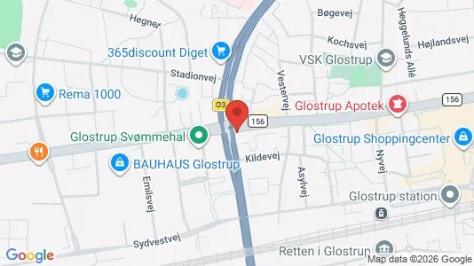 Erhvervslokaler til leje i Glostrup - kort over placeringen