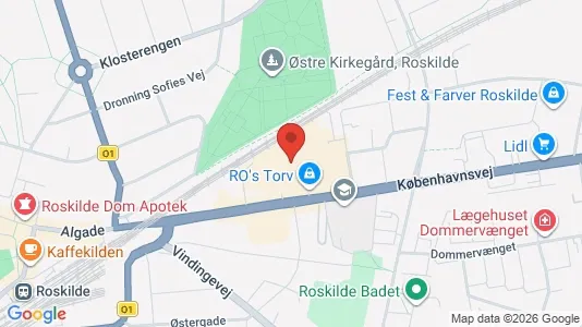 Erhvervslokaler til leje i Roskilde - kort over placeringen
