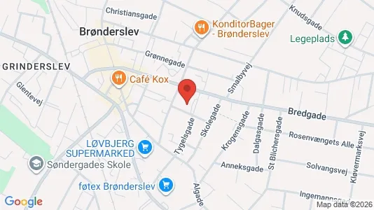 Erhvervslokaler til leje i Brønderslev - kort over placeringen