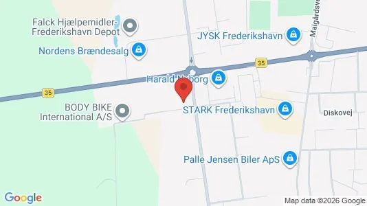 Værkstedslokaler til leje i Frederikshavn - kort over placeringen