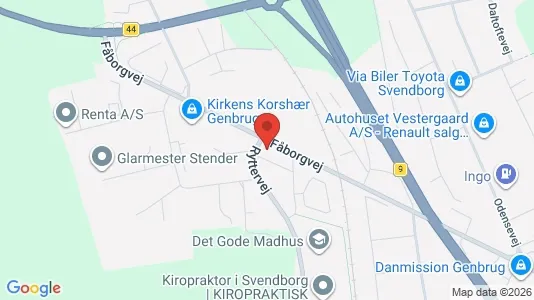 Erhvervslokaler til leje i Svendborg - kort over placeringen