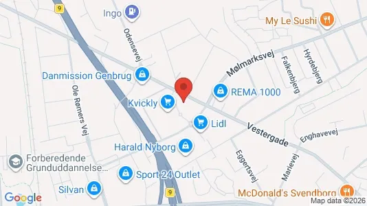 Kontorlokaler til leje i Svendborg - kort over placeringen