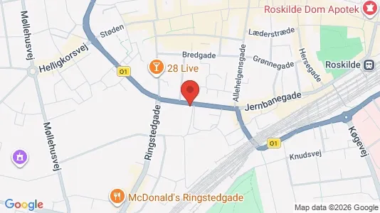 Erhvervslokaler til leje i Roskilde - kort over placeringen