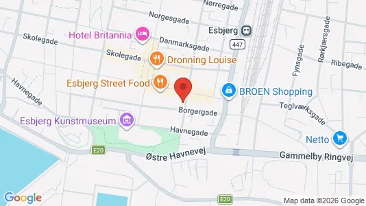 Erhvervslokaler til leje i Esbjerg Centrum - kort over placeringen
