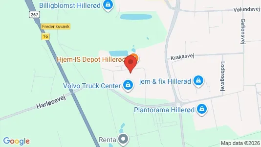 Erhvervslokaler til leje i Hillerød - kort over placeringen
