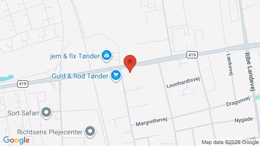 Erhvervslokaler til leje i Tønder - kort over placeringen