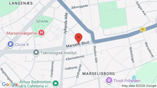 Erhvervslokaler til leje i Århus C - kort over placeringen