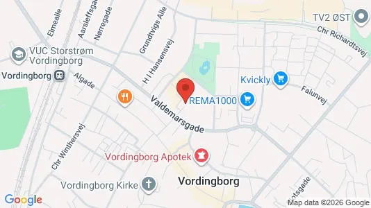 Erhvervslokaler til leje i Vordingborg - kort over placeringen