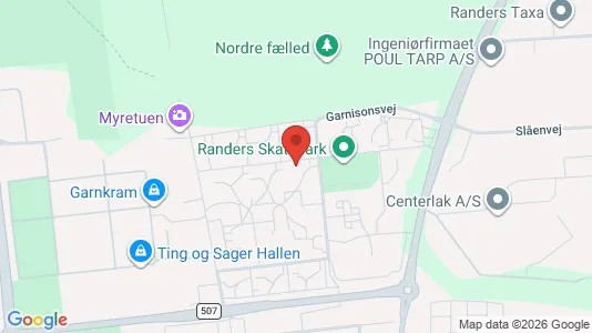 Erhvervslokaler til leje i Randers NØ - kort over placeringen