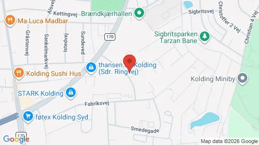 Erhvervslokaler til leje i Kolding - kort over placeringen