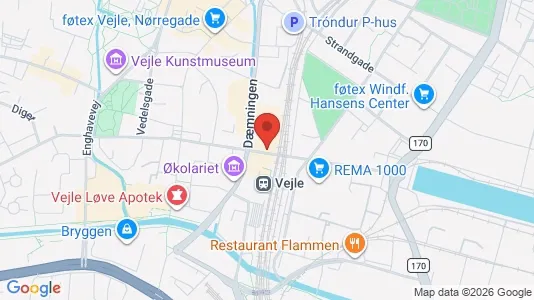 Erhvervslokaler til leje i Vejle Centrum - kort over placeringen