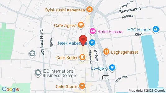 Erhvervslokaler til leje i Aabenraa - kort over placeringen