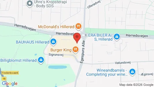 Erhvervslokaler til leje i Hillerød - kort over placeringen