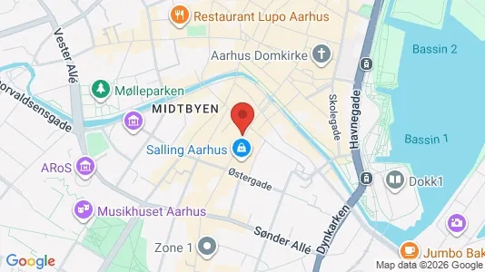 Erhvervslokaler til leje i Århus C - kort over placeringen