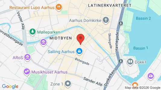 Erhvervslokaler til leje i Århus C - kort over placeringen