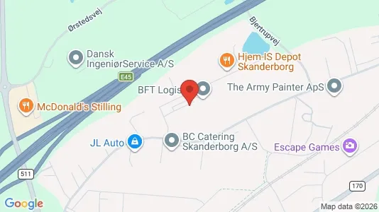 Erhvervslokaler til leje i Skanderborg - kort over placeringen