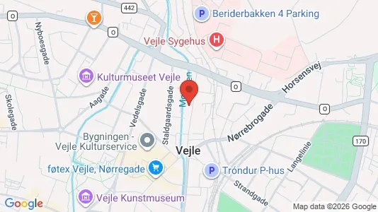Erhvervslokaler til leje i Vejle Centrum - kort over placeringen