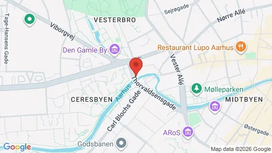 Erhvervslokaler til leje i Århus C - kort over placeringen