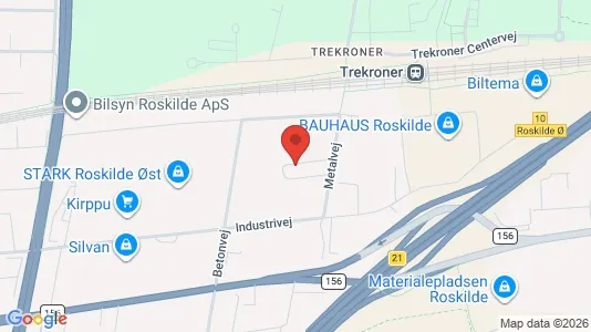 Erhvervslokaler til leje i Roskilde - kort over placeringen