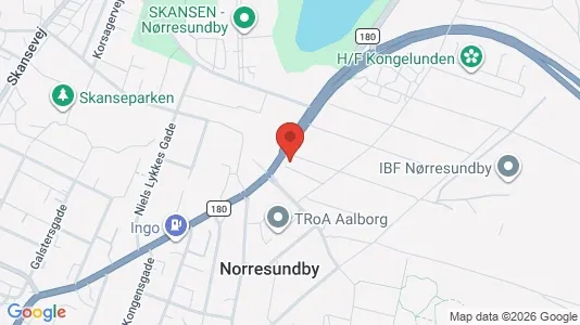 Erhvervslokaler til leje i Nørresundby - kort over placeringen