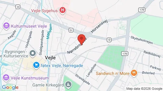 Erhvervslokaler til leje i Vejle Centrum - kort over placeringen