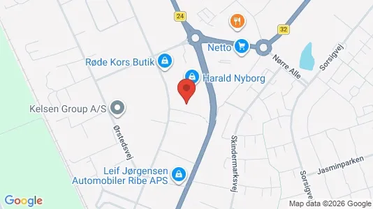 Erhvervslokaler til leje i Ribe - kort over placeringen