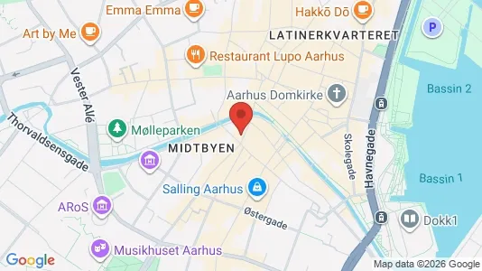 Erhvervslokaler til leje i Århus C - kort over placeringen
