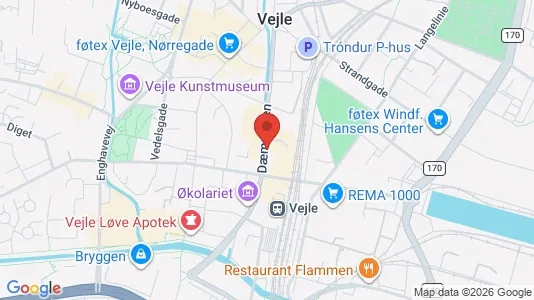 Erhvervslokaler til leje i Vejle Centrum - kort over placeringen