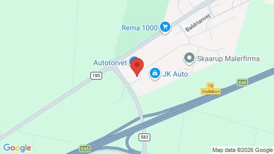 Erhvervslokaler til leje i Vodskov - kort over placeringen